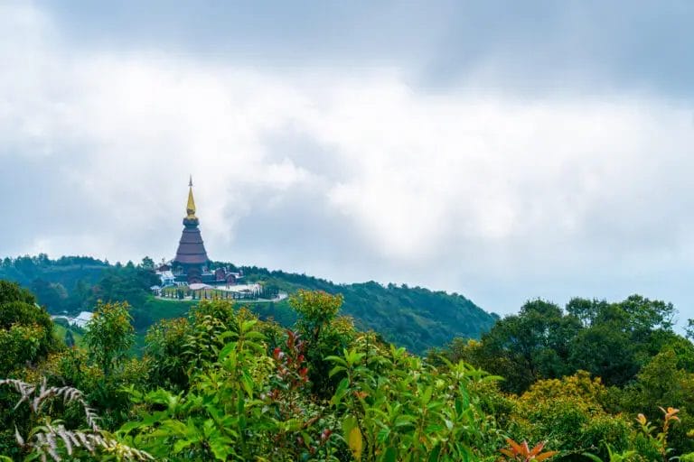 Landmark-pagoda on top of mountain in Doi-Inthanon-Chiang-Mai-Thailand