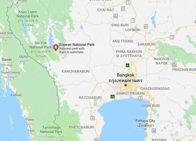 Erawan National Park location-map-Thailand