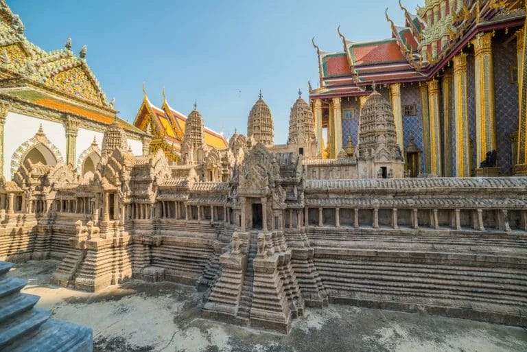 Angkor Wat Model at Wat Phra Kaew (Temple of the Emerald Buddha) within Grand Palace Area in Bangkok, Thailand