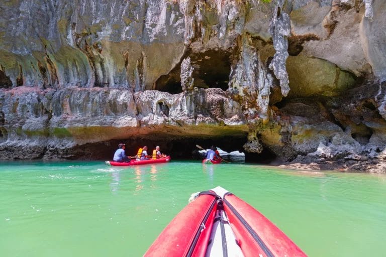 Canoeing at Panak Island, Phang Nga Bay, Thailand