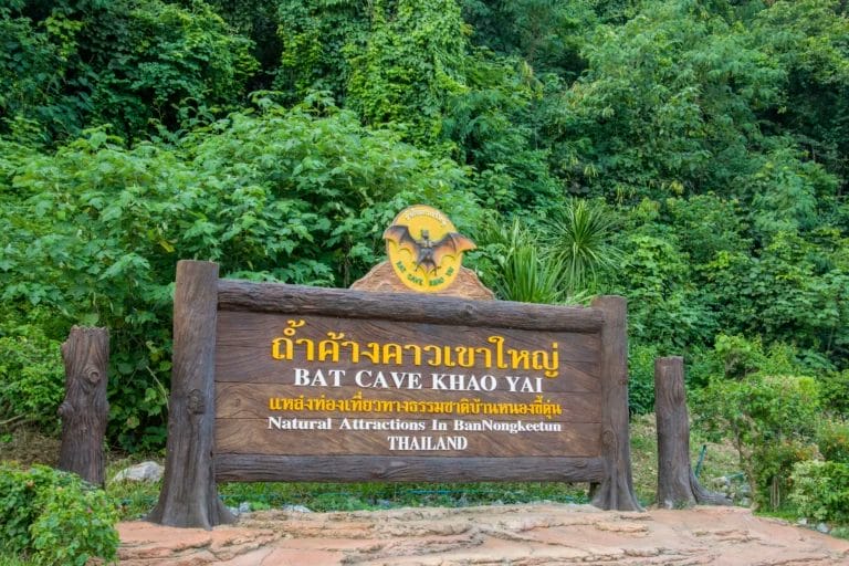 A sign for Bat Cave in Khao Yai National Park-Thailand