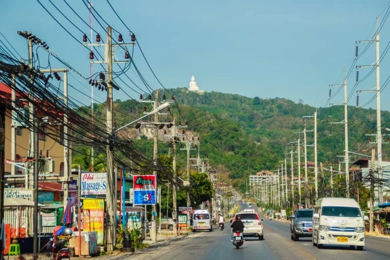 A road in town to the Big Buddha in Phuket- Thailand