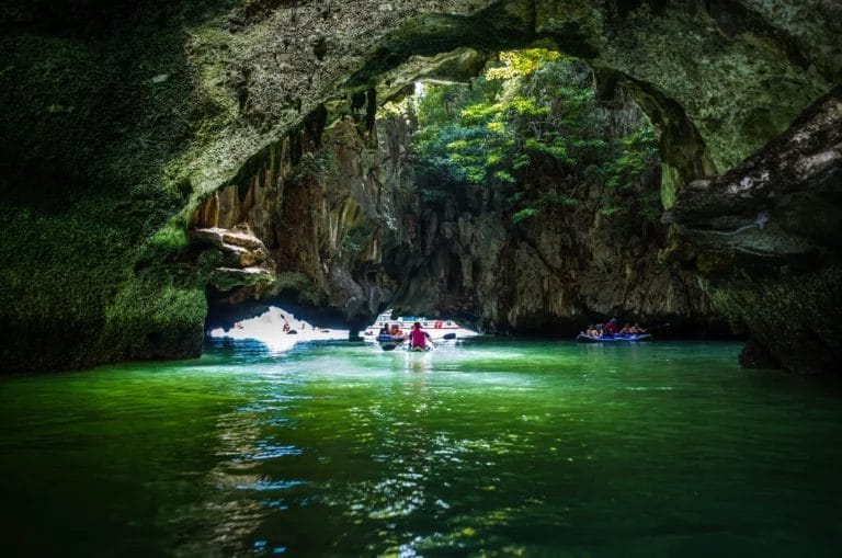 Kayaking in lagoon of Hong Island Cave