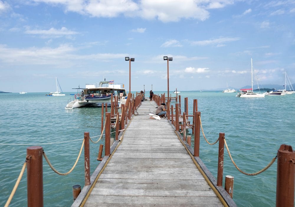 A wooden bridge pier at Ko Samui in Thailand